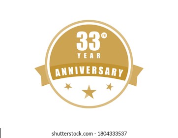 33 years anniversary, 33-year Elegant anniversary design. 33 years anniversary logo template.