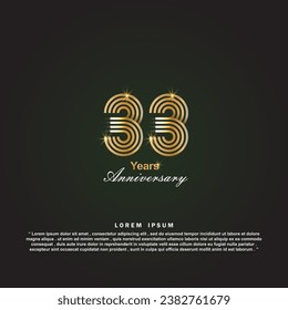 33 Years anniversary celebration 3d vector template design illustration