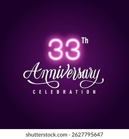 33 years anniversary celebration 3d vector template design illustration 