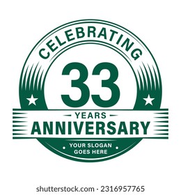 33 years anniversary celebration design template. 33rd logo vector illustrations