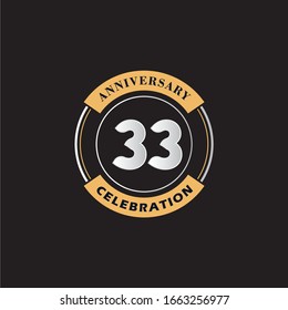 33 Years Anniversary Celebration Logo Vector Template Design 
