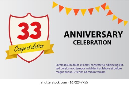 33 years anniversary celebration logo vector template design
