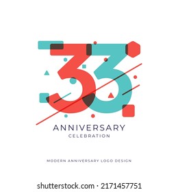 33 years anniversary celebration logo design template vector