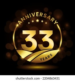 33 years anniversary, Anniversary celebration logo design. vector template illustration