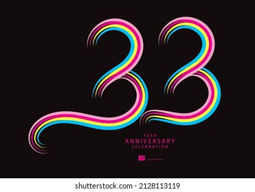 33 years anniversary celebration logotype colorful line vector, 33th birthday logo, 33 number, Banner template, vector design template elements for invitation card and poster, t shirt design vector