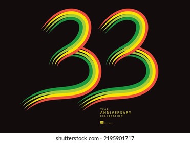 33 years anniversary celebration logotype colorful line vector, 33th birthday logo, 33 number design, Banner template, logo number elements for invitation card, poster, t-shirt.