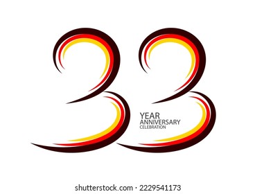 33 years anniversary celebration logotype colorful line vector, 33th birthday logo, 33 number design, Banner template, logo number elements for invitation card, poster, t-shirt. graphic design