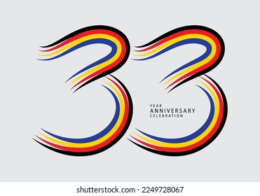 33 years anniversary celebration logotype colorful line vector, 33th birthday logo, 33 number, Banner template, vector design template elements for invitation card and poster. number design vector