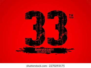 33 years anniversary celebration logotype on red background, 33th birthday logo, 33 number, anniversary year banner, anniversary design elements for invitation card and poster. number design vector