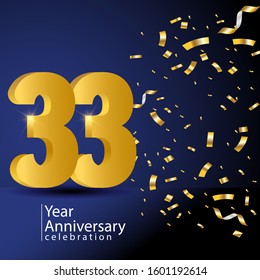 33 Years Anniversary Celebration Vector Template Design Illustration