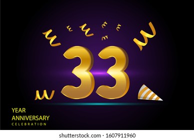 33 Years Anniversary Celebration Vector Template Design Illustration