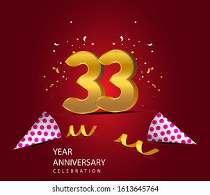33 Years Anniversary Celebration Vector Template Design Illustration