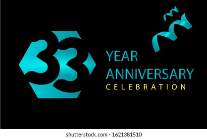 33 Years Anniversary Celebration Vector Template Design Illustration