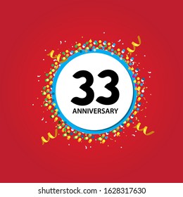 33 Years Anniversary Celebration Vector Template Design Illustration