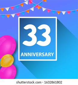 33 Years Anniversary Celebration Vector Template Design Illustration