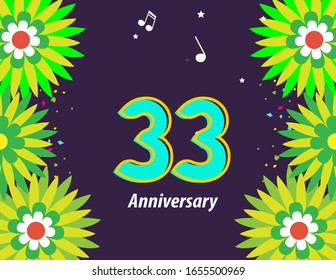 33 Years Anniversary Celebration Vector Template Design Illustration