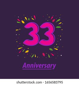 33 Years Anniversary Celebration Vector Template Design Illustration