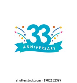 33 Years Anniversary Celebration Vector Template Design Illustration. Vector Eps10