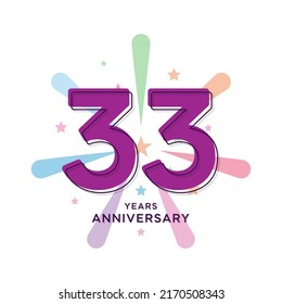 33 Years Anniversary Celebration Vector Template Design Illustration