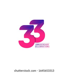 33 Years Anniversary Celebrations Vector Template Design Illustration