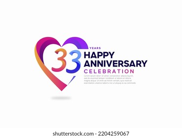 33 years anniversary colorful icon logo design vector template