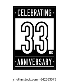 33 years anniversary design template. Vector and illustration.