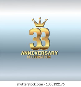33 years Anniversary golden font and crown  with silver background. simple design with golden number and golden text with silver background.  My all design can see in my port