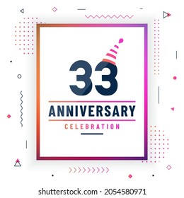 33 years anniversary greetings card, 33 anniversary celebration background free vector.