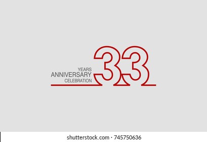 33 years anniversary linked logotype with red color isolated on white background for company celebration event