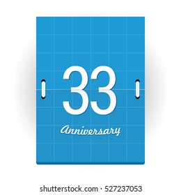 33 Years Anniversary Logo Designed like Flip Calendar