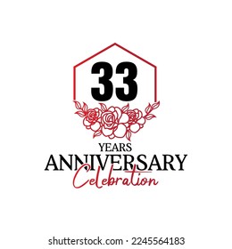 33 years anniversary logo, luxurious anniversary vector design celebration 