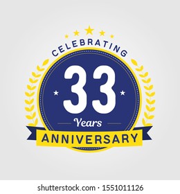 33 Years Anniversary Logo Template. Can be used for celebration event