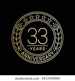 33 years anniversary logo template. 33rd line art vector and illustration.