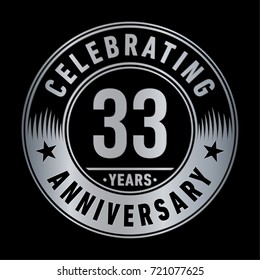 33 years anniversary logo. Vector and illustration.