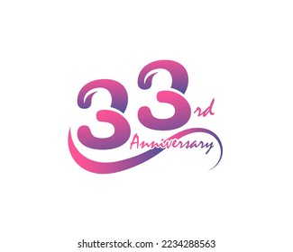 33 years anniversary logotype. 33rd Anniversary template design for Creative poster, flyer, leaflet, invitation card
