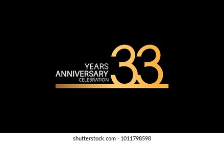 33 years anniversary logotype with single line golden and silver color for celebration 