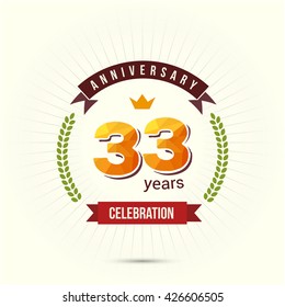 33 Years Anniversary with Low Poly Design and Laurel Ornaments