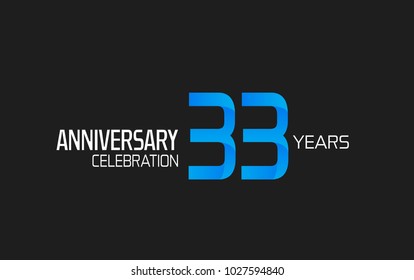33 years anniversary simple design with blue and white color for celebration event