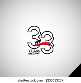 33 years anniversary simple design with red ribbon for celebration