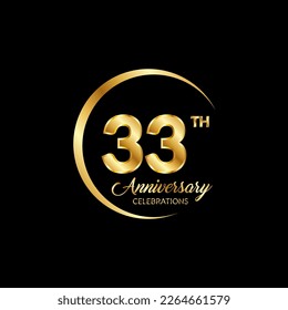 33 years anniversary. Anniversary template design concept with golden number , design for event, invitation card, greeting card, banner, poster, flyer, book cover and print. Vector Eps10