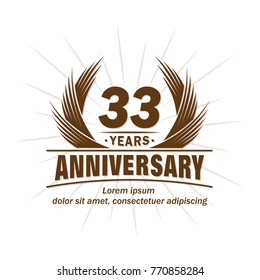 33 years design template. Anniversary vector and illustration template.