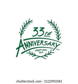 plantilla de diseño de 33 años. Vector e ilustración. Logo de 33 años.