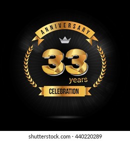 33 Years golden anniversary logo, low poly design number