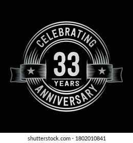 33 years logo design template. 33rd anniversary vector and illustration.