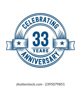 33 years logo design template. 33rd anniversary vector and illustration.