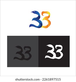 33 Years Number Logo Vector