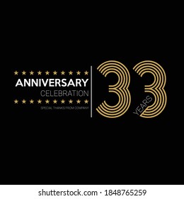 33 years old celebrating logo. happy anniversary 33th. Greetings celebrates.