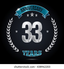 33 Years Silver anniversary logo, low poly design number