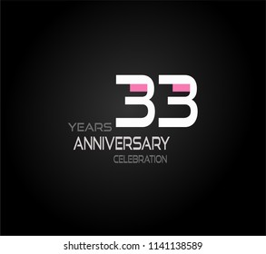 33 years simple black background with elegance white anniversary and orange, pink color accent