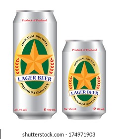 330 and 500 ml. Silver beer can with label use for beer, Lager, ale, stout etc.